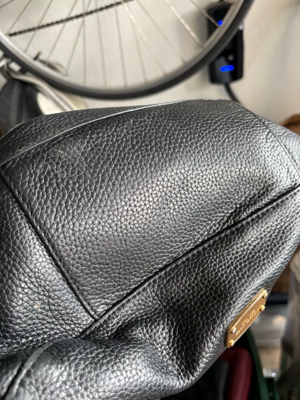 Michael Kors Black Pebbled Leather Shoulder Bag with Gold Hardware - Picture 6 of 8